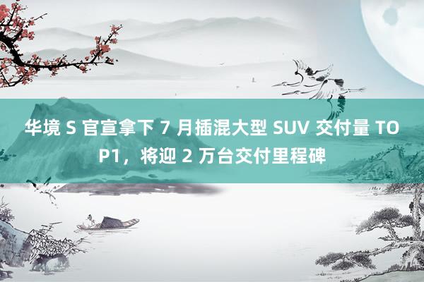 华境 S 官宣拿下 7 月插混大型 SUV 交付量 TOP1，将迎 2 万台交付里程碑