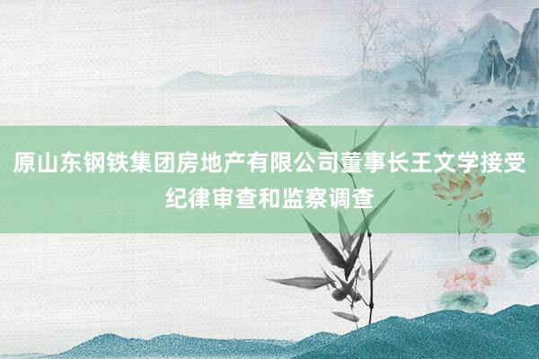 原山东钢铁集团房地产有限公司董事长王文学接受纪律审查和监察调查