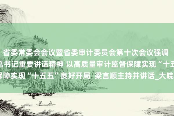 省委常委会会议暨省委审计委员会第十次会议强调  深入学习贯彻习近平总书记重要讲话精神 以高质量审计监督保障实现“十五五”良好开局  梁言顺主持并讲话_大皖新闻 | 安徽网