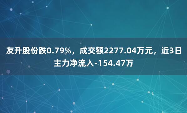 友升股份跌0.79%，成交额2277.04万元，近3日主力净流入-154.47万