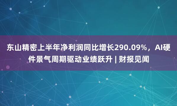 东山精密上半年净利润同比增长290.09%，AI硬件景气周期驱动业绩跃升 | 财报见闻