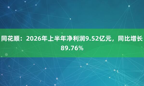 同花顺：2026年上半年净利润9.52亿元，同比增长89.76%