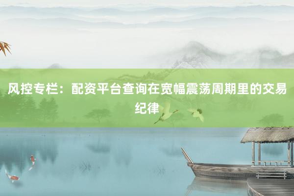 风控专栏：配资平台查询在宽幅震荡周期里的交易纪律