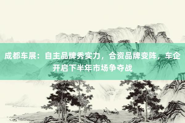 成都车展：自主品牌秀实力，合资品牌变阵，车企开启下半年市场争夺战