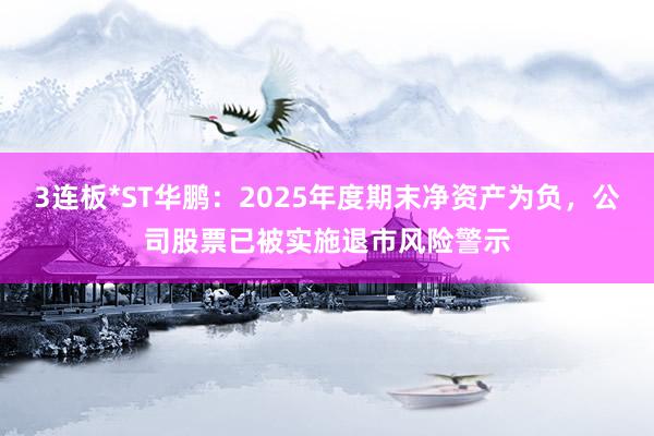 3连板*ST华鹏:2025年度期末净资产为负,公司股票已被实施退市风险警示