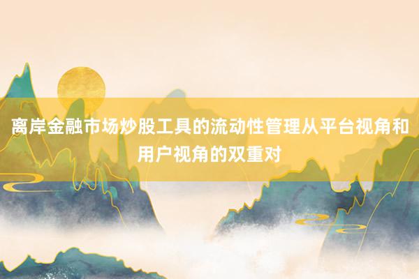 离岸金融市场炒股工具的流动性管理从平台视角和用户视角的双重对