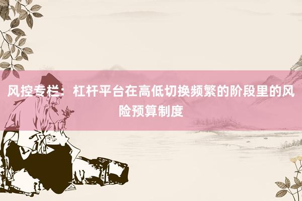 风控专栏：杠杆平台在高低切换频繁的阶段里的风险预算制度