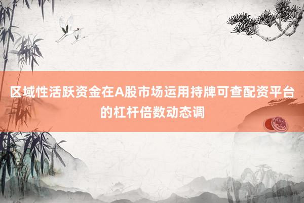 区域性活跃资金在A股市场运用持牌可查配资平台的杠杆倍数动态调