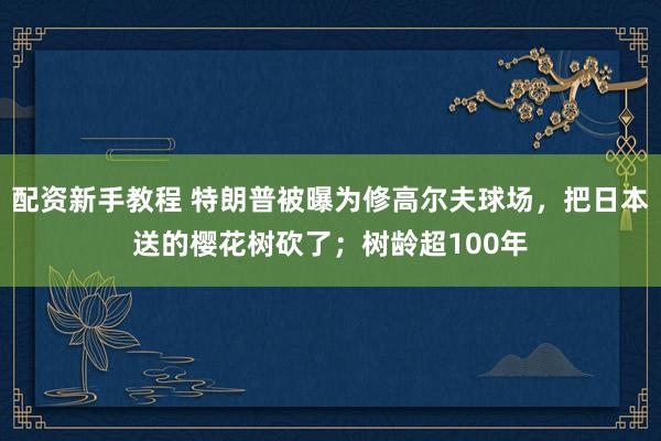 配资新手教程 特朗普被曝为修高尔夫球场，把日本送的樱花树砍了；树龄超100年
