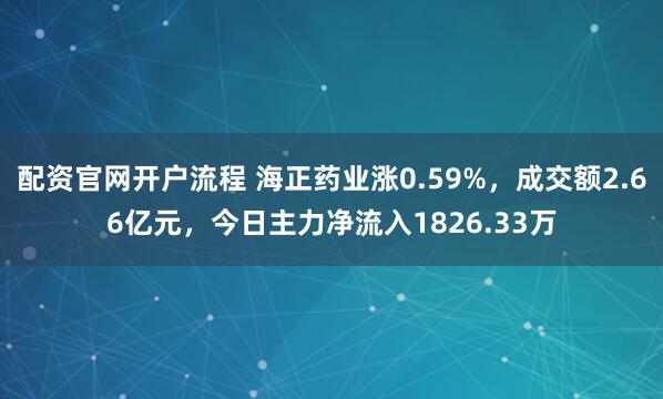 配资官网开户流程 海正药业涨0.59%，成交额2.66亿元，今日主力净流入1826.33万