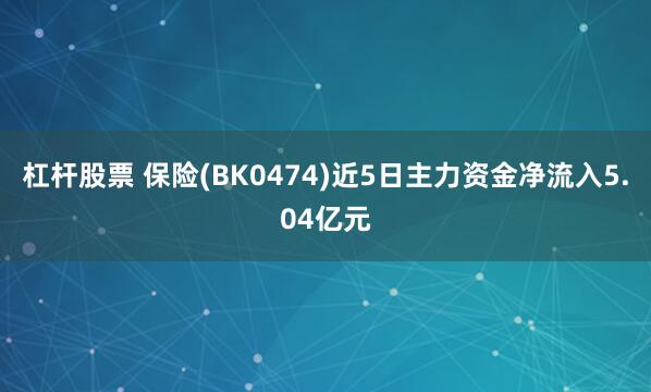 杠杆股票 保险(BK0474)近5日主力资金净流入5.04亿元