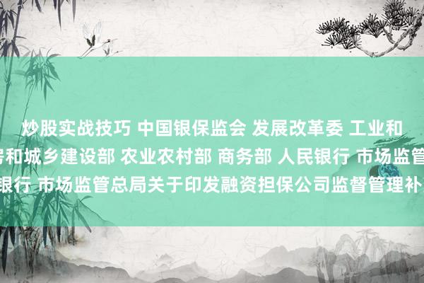 炒股实战技巧 中国银保监会 发展改革委 工业和信息化部 财政部 住房和城乡建设部 农业农村部 商务部 人民银行 市场监管总局关于印发融资担保公司监督管理补充规定的通知
