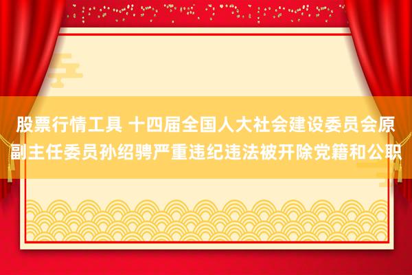 股票行情工具 十四届全国人大社会建设委员会原副主任委员孙绍骋严重违纪违法被开除党籍和公职