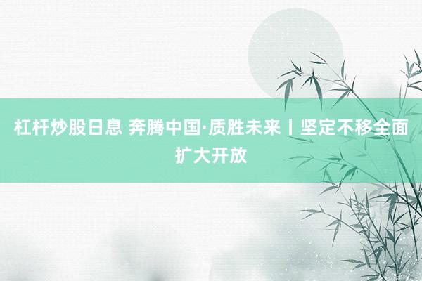 杠杆炒股日息 奔腾中国·质胜未来丨坚定不移全面扩大开放